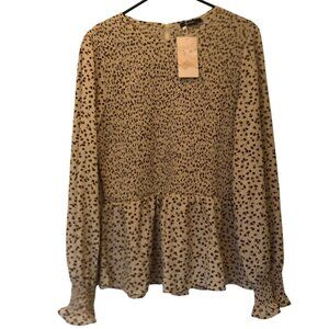 HOST PICK! NWT brown/tan smocked floral blouse w/ peplum + ruffles sz XXL